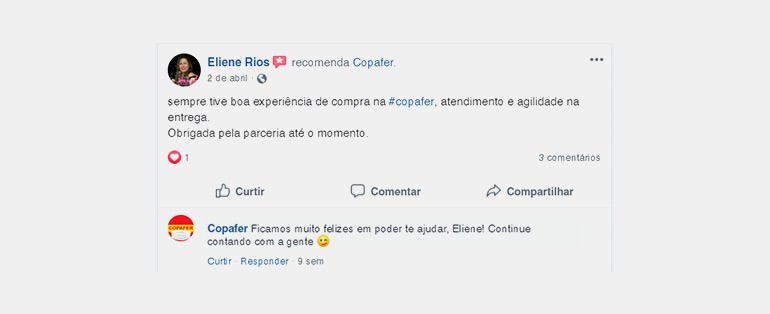 10 melhores comentários recebidos nas redes sociais da Copafer