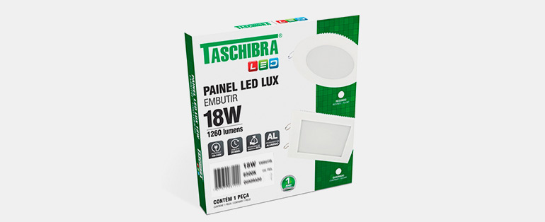 Iluminação para sala | Painel de Led Quadrado Lux de Embutir com 18 Watts e 6500K - 15090180 - TASCHIBRA | Blog Copafer 